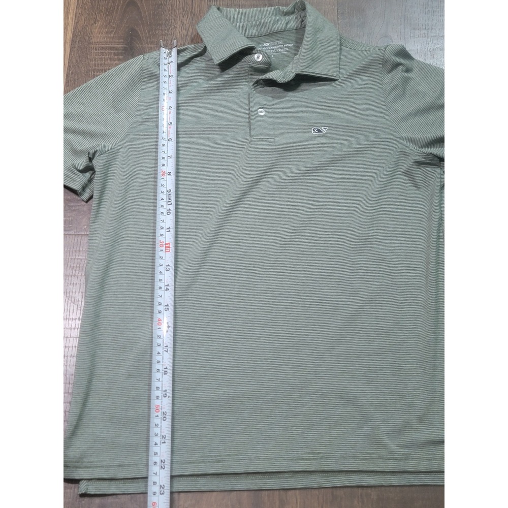 Vineyard Vines Kids Boys Large Sage Green On-The-Go Sankaty Polo Shirt Stripe